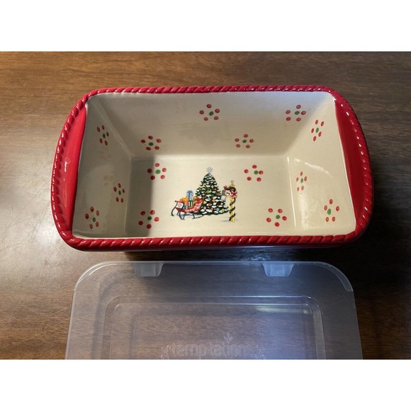 3 Temptations Christmas 12 Oz Mini Loaf Pan w/Lid/Box Bakeware - Picture 2 of 10